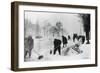 Clearing Snow on the Champs Elysees, German-Occupied Paris, Winter, 1941-null-Framed Giclee Print