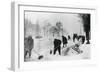 Clearing Snow on the Champs Elysees, German-Occupied Paris, Winter, 1941-null-Framed Giclee Print