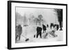 Clearing Snow on the Champs Elysees, German-Occupied Paris, Winter, 1941-null-Framed Giclee Print