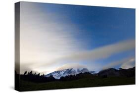 Clearing Weather System Highlights Cloud Cover, Mt Rainier NP, WA, Stars Shine After Sunset-Jay Goodrich-Stretched Canvas