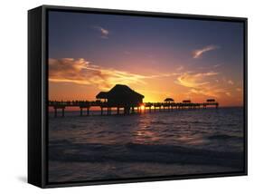 Clearwater Beach and Pier at Sunset, Florida, USA-Adam Jones-Framed Stretched Canvas