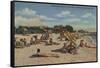 Clearwater, FL - Sunbathers on Clearwater Beach-Lantern Press-Framed Stretched Canvas