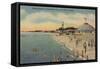 Clearwater, FL - Swimmers & Sunbathers on Beach-Lantern Press-Framed Stretched Canvas