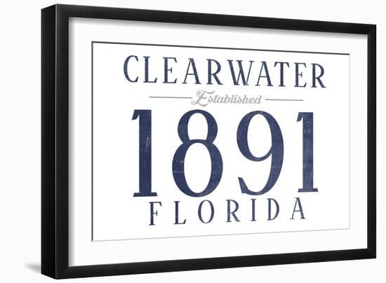 Clearwater, Florida - Established Date (Blue)-Lantern Press-Framed Art Print