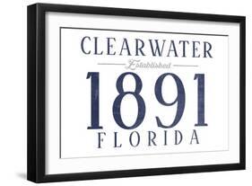 Clearwater, Florida - Established Date (Blue)-Lantern Press-Framed Art Print