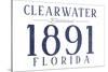 Clearwater, Florida - Established Date (Blue)-Lantern Press-Stretched Canvas