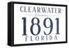 Clearwater, Florida - Established Date (Blue)-Lantern Press-Framed Stretched Canvas