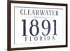 Clearwater, Florida - Established Date (Blue)-Lantern Press-Framed Premium Giclee Print