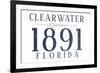 Clearwater, Florida - Established Date (Blue)-Lantern Press-Framed Premium Giclee Print