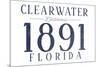 Clearwater, Florida - Established Date (Blue)-Lantern Press-Mounted Premium Giclee Print