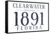 Clearwater, Florida - Established Date (Blue)-Lantern Press-Framed Stretched Canvas