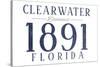 Clearwater, Florida - Established Date (Blue)-Lantern Press-Stretched Canvas