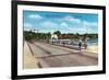 Clearwater, Florida - Million Dollar Causeway Fishing Scene-Lantern Press-Framed Premium Giclee Print