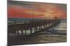 Clearwater, Florida - Sunset View of Fishing Pier-Lantern Press-Mounted Art Print