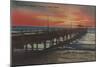 Clearwater, Florida - Sunset View of Fishing Pier-Lantern Press-Mounted Art Print