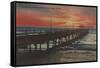 Clearwater, Florida - Sunset View of Fishing Pier-Lantern Press-Framed Stretched Canvas