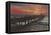 Clearwater, Florida - Sunset View of Fishing Pier-Lantern Press-Framed Stretched Canvas