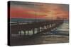 Clearwater, Florida - Sunset View of Fishing Pier-Lantern Press-Stretched Canvas