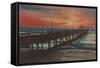 Clearwater, Florida - Sunset View of Fishing Pier-Lantern Press-Framed Stretched Canvas