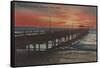 Clearwater, Florida - Sunset View of Fishing Pier-Lantern Press-Framed Stretched Canvas