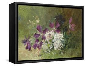 Clematis and Honeysuckle-Albert Tibulle de Furcy Lavault-Framed Stretched Canvas