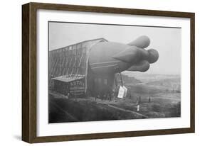 Clement Bayard Dirigible Half Way In Hangar-null-Framed Art Print