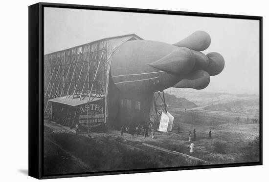 Clement Bayard Dirigible Half Way In Hangar-null-Framed Stretched Canvas