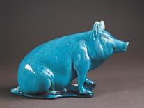 Little Blue Pig in Sitting Position-Clement Massier-Giclee Print