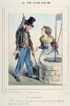 Parisian Street Jobs: the Well-Digger-Clement Pruche-Framed Stretched Canvas
