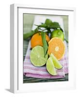 Clementines and Limes with Leaves-null-Framed Photographic Print