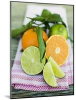 Clementines and Limes with Leaves-null-Mounted Photographic Print