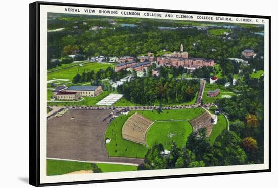 Clemson, South Carolina - Clemson College and Stadium Aerial View-Lantern Press-Framed Stretched Canvas