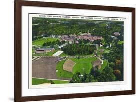 Clemson, South Carolina - Clemson College and Stadium Aerial View-Lantern Press-Framed Premium Giclee Print