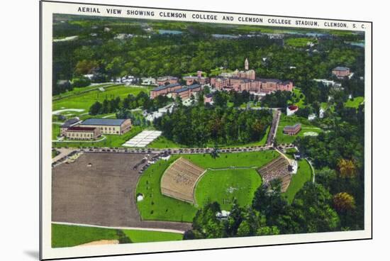 Clemson, South Carolina - Clemson College and Stadium Aerial View-Lantern Press-Mounted Art Print