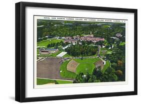 Clemson, South Carolina - Clemson College and Stadium Aerial View-Lantern Press-Framed Art Print