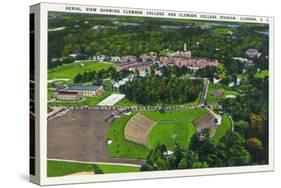 Clemson, South Carolina - Clemson College and Stadium Aerial View-Lantern Press-Stretched Canvas