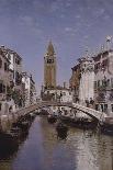A Canal Scene, Venice-Cleofas Almanza-Framed Stretched Canvas