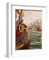 Cleopatra at the Battle of Actium-Tancredi Scarpelli-Framed Giclee Print