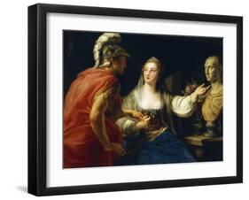 Cleopatra before Augustus or Cleopatra Showing Octavius Bust of Julius Caesar, 1760-1770-null-Framed Giclee Print