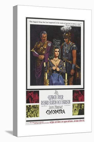 Cleopatra, Rex Harrison, Elizabeth Taylor, Richard Burton on Poster Art, 1963-null-Stretched Canvas
