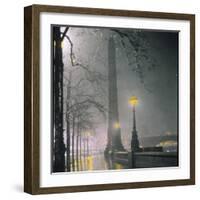Cleopatra's Needle on the Embankment by Night-null-Framed Photographic Print