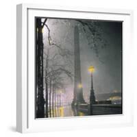 Cleopatra's Needle on the Embankment by Night-null-Framed Photographic Print