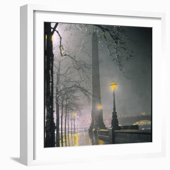 Cleopatra's Needle on the Embankment by Night-null-Framed Photographic Print