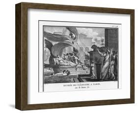 Cleopatra VII in Her Barge on the Nile-Augustyn Mirys-Framed Art Print