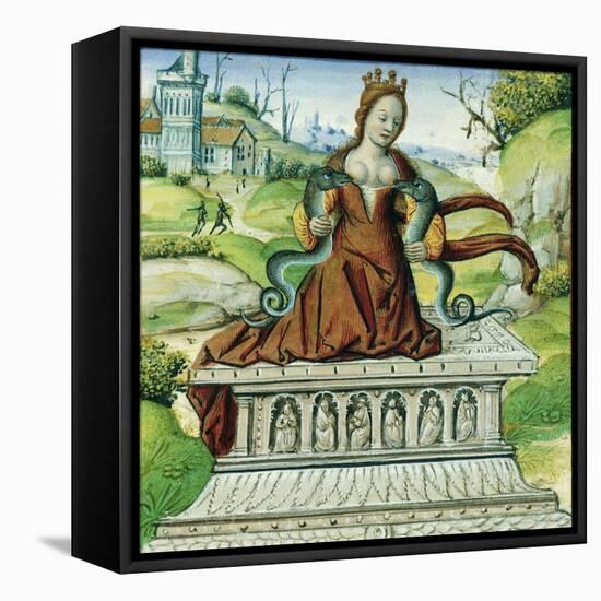 Cleopatra with Two Snakes, Miniature from the Lives of Famous Women-null-Framed Stretched Canvas