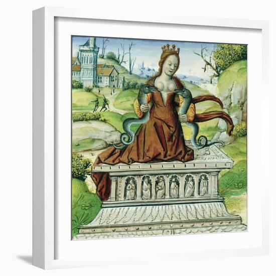 Cleopatra with Two Snakes, Miniature from the Lives of Famous Women-null-Framed Giclee Print