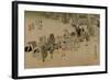 Clerks Changing Horses at Rest in Fujieda-Utagawa Hiroshige-Framed Art Print