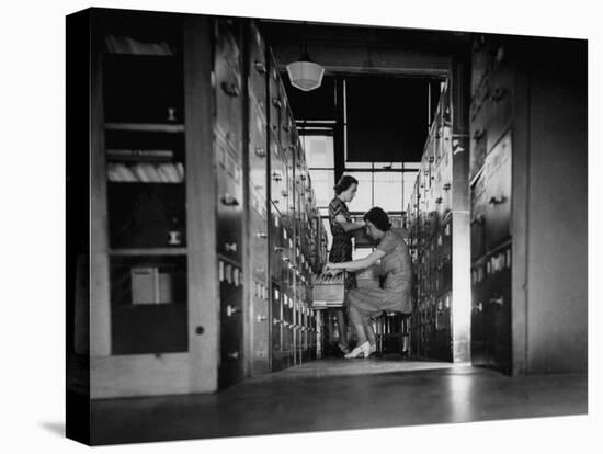 Clerks Working in File Room of the War Department Munitions Building-William C^ Shrout-Stretched Canvas