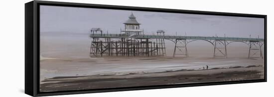 Clevedon Pier, Overcast, November-Tom Hughes-Framed Stretched Canvas