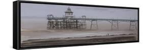 Clevedon Pier, Overcast, November-Tom Hughes-Framed Stretched Canvas